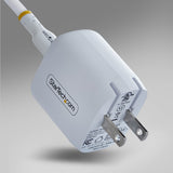 StarTech.com 20W USB‑C Wall Charger, Portable Charger with USB Power Delivery Fast Charging, 5V/9V PD, USB-C Charger, White