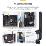 StarTech.com Clamp-On Pegboard with Accessories, 16.5 x 12.5in (42 x 32cm), Steel Pegboard, Desktop Storage Organizer, Desk Mount Peg Board, Black