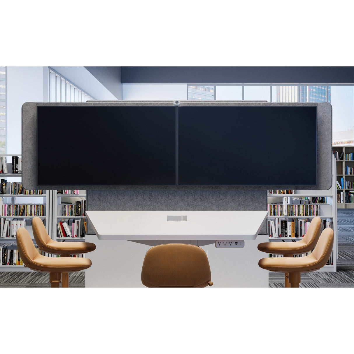 Middle Atlantic ForumTM Free-Standing 66" (3 Bay) Display Stand for (2) 66" to 75" Displays, Light Colorway