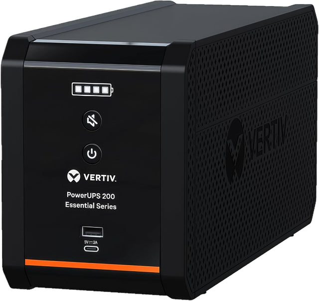 Vertiv PowerUPS 200 Essential PSA6E-1500LVT-IEC, 1500VA/850W, AVR, User-Replaceable Batteries, Battery Backup, 6 NEMA Outlets, Two-Year Warranty