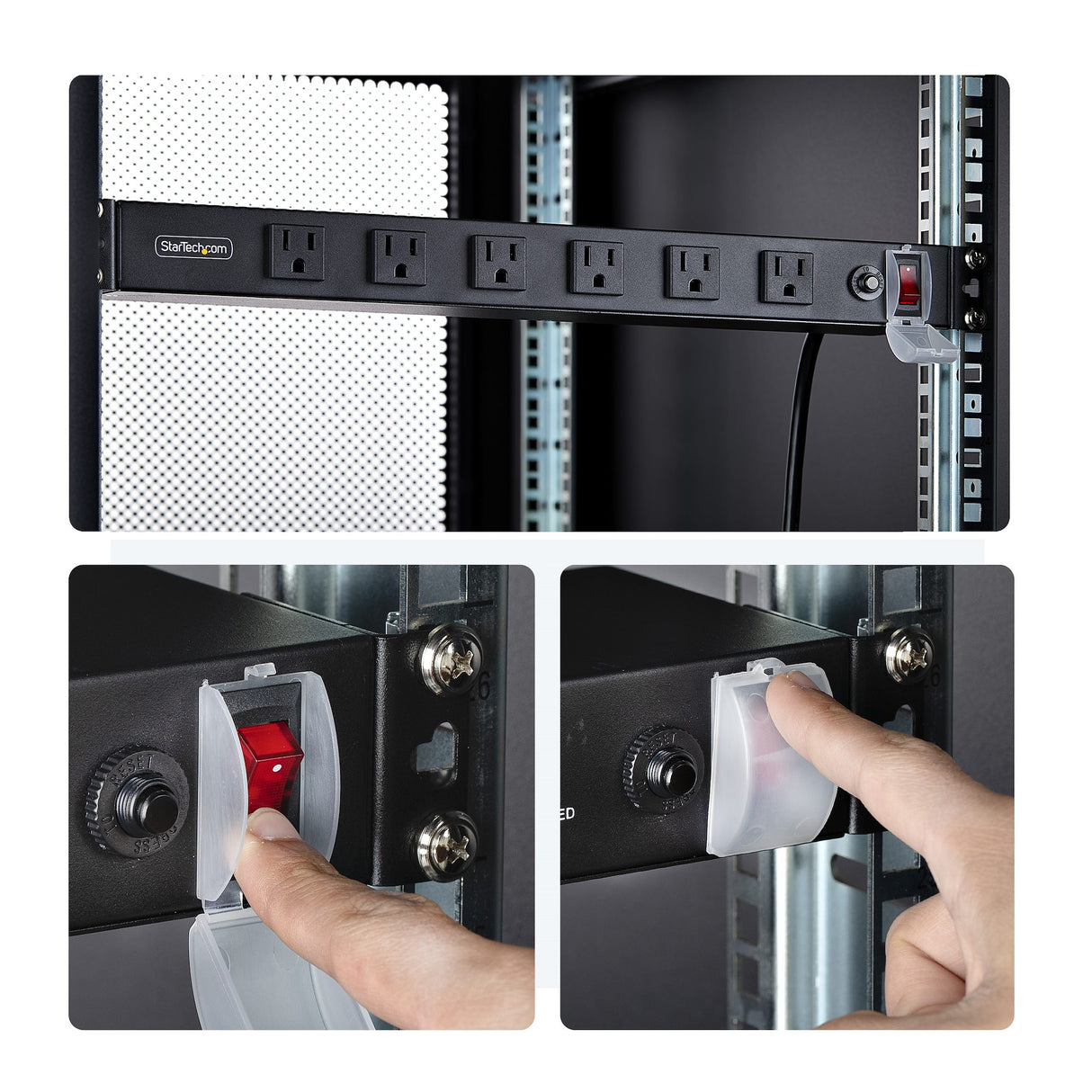 StarTech.com 12-Outlet Rackmount PDU, 1U Server Power Strip with Wide-Spaced Right-Angle Ports, Mounted Power Distribution Unit for 19-Inch Racks and Cabinets