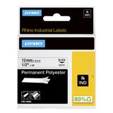 DYMO Rhino Industrial Permanent Polyester Labels | 12 mm x 5.5 m | Black Print on White | Self-Adhesive | for Rhino & LabelManager Label Makers