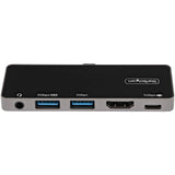 StarTech.com USB C Multiport Adapter - USB-C to 4K 60Hz HDMI 2.0, 100W Power Delivery Pass-Through Charging, 3-Port USB 3.0 Hub, Audio - USB-C Mini Dock - Portable USB Type-C Travel Dock