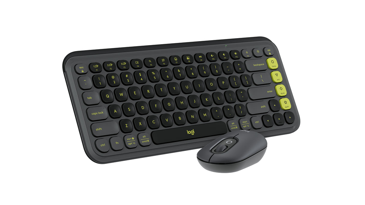 Logitech POP Icon Combo keyboard Mouse included Universal Bluetooth QWERTY English Granite, Green