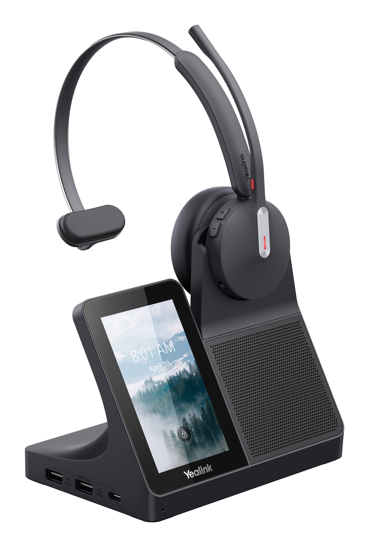 Yealink WH64 Workstation Mono Headset Wired & Wireless Head-band Office/Call center USB Type-C Bluetooth Charging stand Black