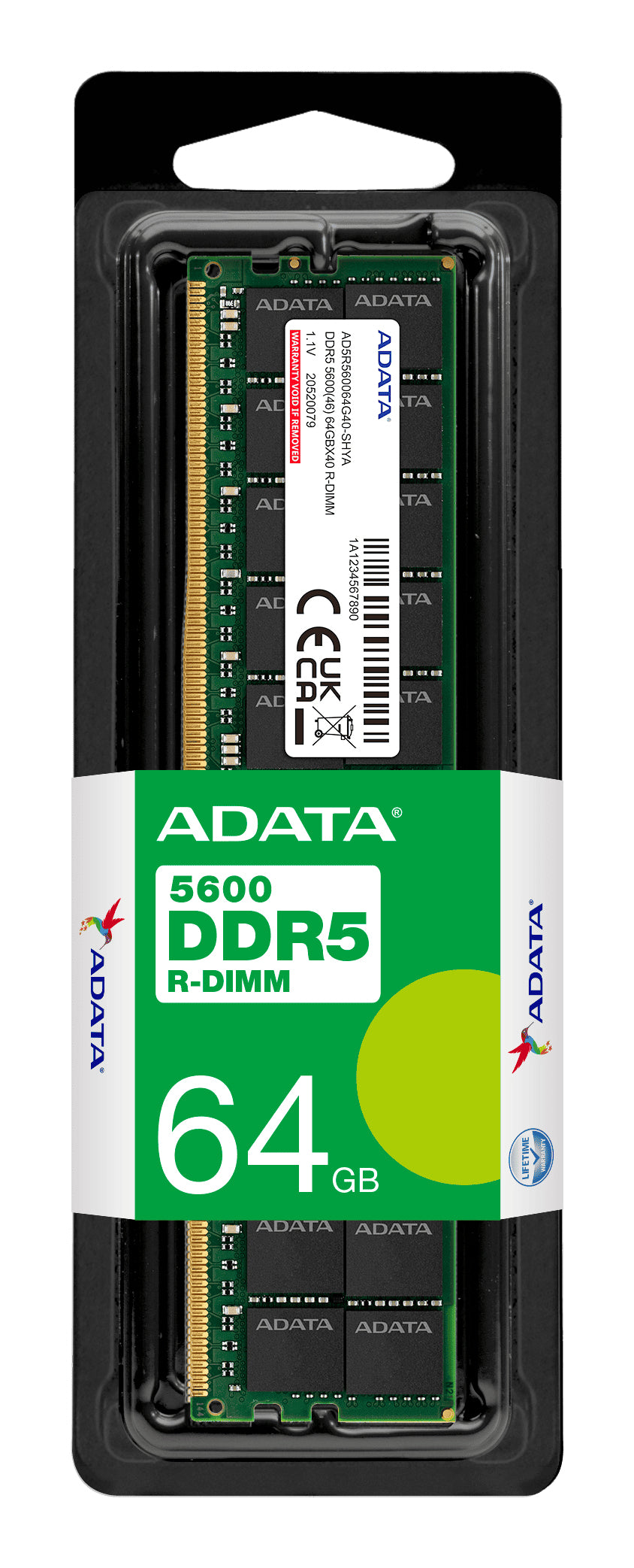 ADATA AD5R560064G40-SHYA memory module 64 GB 1 x 64 GB DDR5 5600 MT/s 288-pin DIMM ECC