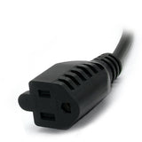 StarTech.com 1ft (30cm) Power Extension Cord, IEC 320 C14 to NEMA 5-15R, 10A 125V, 18AWG, Black Computer Power Extension Cord, AC Outlet Extension Cable for Power Supplies/PDUs/ Network Equipment, UL Listed