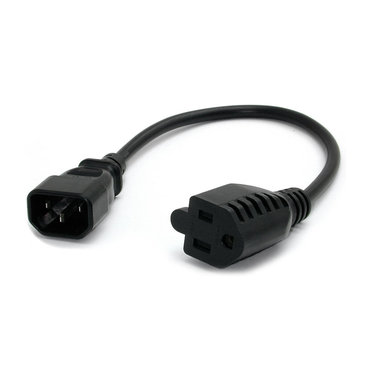 StarTech.com 1ft (30cm) Power Extension Cord, IEC 320 C14 to NEMA 5-15R, 10A 125V, 18AWG, Black Computer Power Extension Cord, AC Outlet Extension Cable for Power Supplies/PDUs/ Network Equipment, UL Listed