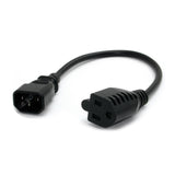 StarTech.com 1ft (30cm) Power Extension Cord, IEC 320 C14 to NEMA 5-15R, 10A 125V, 18AWG, Black Computer Power Extension Cord, AC Outlet Extension Cable for Power Supplies/PDUs/ Network Equipment, UL Listed