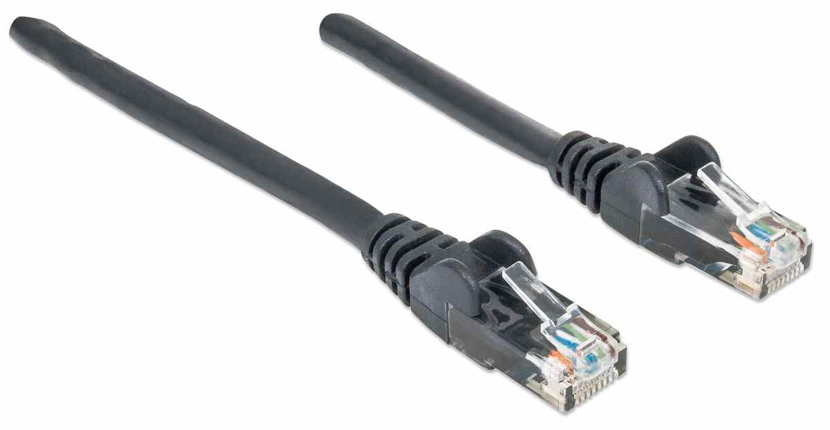 Intellinet Network Patch Cable, Cat6, 2m, Black, CCA, U/UTP, PVC, RJ45, Gold Plated Contacts, Snagless, Booted, Lifetime Warranty