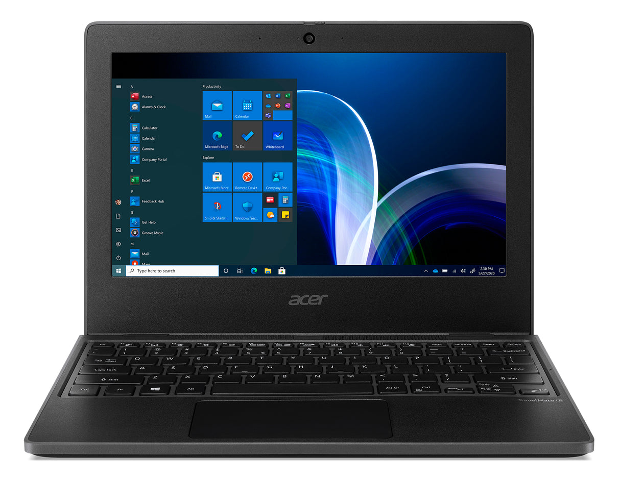 Acer TravelMate TMB311-32-C3X6 Intel® Celeron® N N5100 Laptop 29.5 cm (11.6") HD 4 GB DDR4-SDRAM 128 GB Flash Wi-Fi 6 (802.11ax) Windows 10 Pro Black QWERTY English