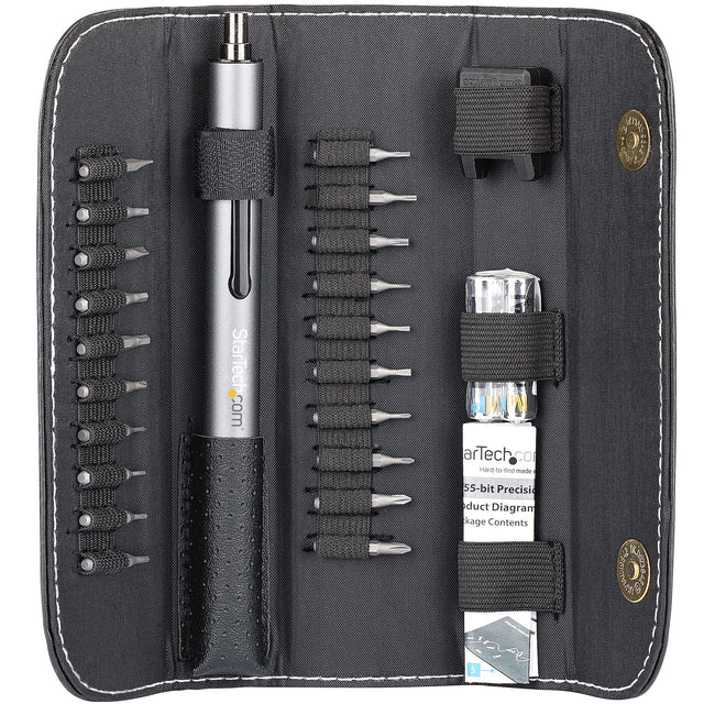 StarTech.com 20-Bit Electric Precision Screwdriver Set - Portable/Mini Battery Powered Bit Driver Kit for Electronics, Laptop, Computer, Tablet & Phone Repairs - Magnetic - Cordless - TAA