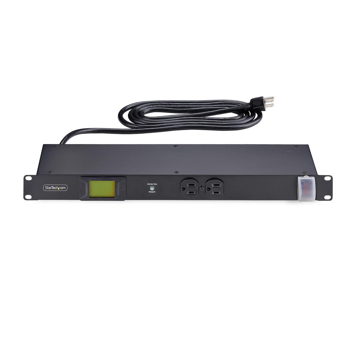 StarTech.com 12-Outlet Horizontal Rack Mount Metered PDU, 1U Server Power Strip w/Surge Protector, 125V/15A, 8ft (2.4m) Power Cable, Power Distribution Unit, TAA