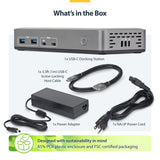 StarTech.com Dual-Monitor USB-C Docking Station, DisplayPort, 4K 60Hz, 100W Laptop Charging, 1GbE, Driverless, Multi-Monitor Dock For Windows