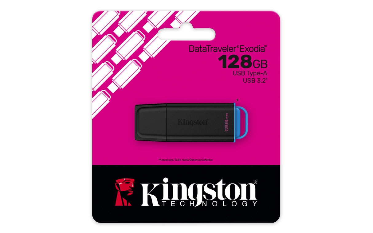 Kingston Technology DataTraveler 128GB Portable USB 3.2 Gen 1 Exodia Black/Blue