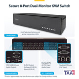 StarTech.com Secure 8-Port Dual-Monitor KVM Switch, DVI, NIAP 4.0 Desktop KVM, Metal Housing, CAC Port, Made in the USA