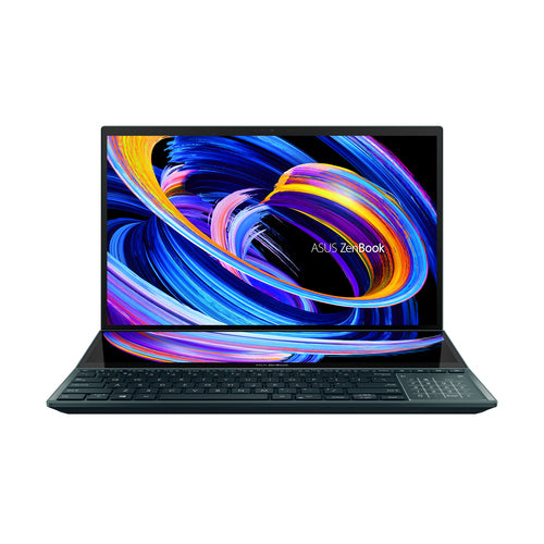 ASUS Zenbook Pro Duo 15 OLED UX582HS-XH99T-CA Intel® Core™ i9 i9-11900H Laptop 39.6 cm (15.6") Touchscreen 4K Ultra HD 32 GB DDR4-SDRAM 1 TB SSD NVIDIA GeForce RTX 3080 Wi-Fi 6 (802.11ax) Windows 11 Pro Blue
