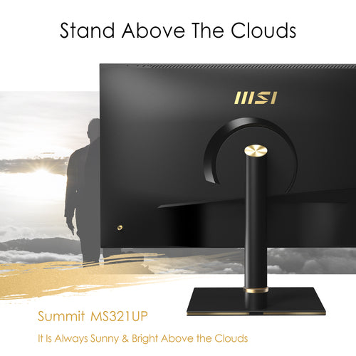 MSI Summit MS321UP 32 Inch Monitor with Adjustable Stand, UHD (3840 x 2160), 16:9, 60Hz, IPS, 4ms, HDMI, DisplayPort, USB Type-C, Built-in USB Hub, Anti-Glare, Anti-Flicker, Less Blue light, VESA, Kensington, Black