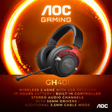 AOC GH401 headphones/headset Wired & Wireless Head-band Gaming Black, Red