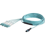 StarTech.com 10m (30ft) MTP(F)/PC to 4x LC/PC Duplex Breakout OM3 Multimode Fiber Optic Cable, OFNP Plenum, 40G Networks, Low Insertion Loss - Fiber Jumper Cord