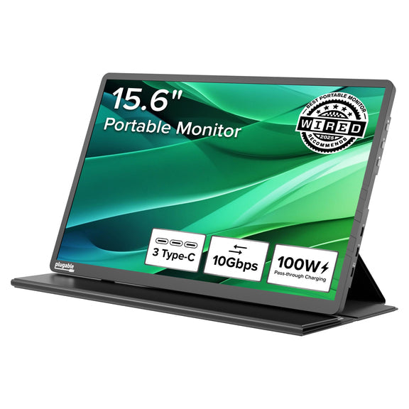Plugable Technologies USBC-PDMON portable TV/monitor Portable monitor Black 39.6 cm (15.6") LCD 1920 x 1080 pixels