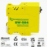 Brainboxes SW-584 network switch Unmanaged Gigabit Ethernet (10/100/1000) Yellow