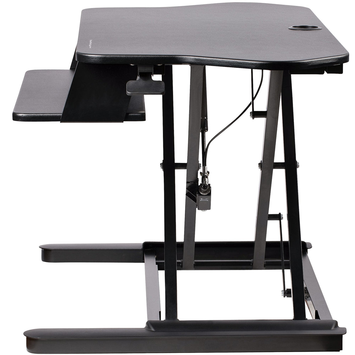 StarTech.com Corner Sit Stand Desk Converter with Keyboard Tray - Large Surface (35" x 21") - Height Adjustable Ergonomic Desktop/Tabletop Standing Workstation - Supports Dual Monitors - TAA