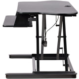 StarTech.com Corner Sit Stand Desk Converter with Keyboard Tray - Large Surface (35" x 21") - Height Adjustable Ergonomic Desktop/Tabletop Standing Workstation - Supports Dual Monitors - TAA