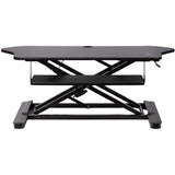 StarTech.com Corner Sit Stand Desk Converter with Keyboard Tray - Large Surface (35" x 21") - Height Adjustable Ergonomic Desktop/Tabletop Standing Workstation - Supports Dual Monitors - TAA