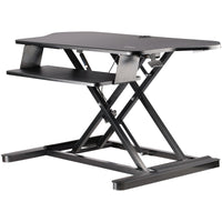 StarTech.com Corner Sit Stand Desk Converter with Keyboard Tray - Large Surface (35" x 21") - Height Adjustable Ergonomic Desktop/Tabletop Standing Workstation - Supports Dual Monitors - TAA
