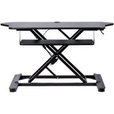StarTech.com Corner Sit Stand Desk Converter with Keyboard Tray - Large Surface (35" x 21") - Height Adjustable Ergonomic Desktop/Tabletop Standing Workstation - Supports Dual Monitors - TAA
