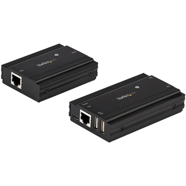 StarTech.com 4-Port USB 2.0 Extender Hub over Single CAT5e/CAT6 Ethernet Cable (RJ45) - 330ft (100m) - USB Extender Hub Adapter Kit - Metal Housing - Externally Powered - 480 Mbps - TAA