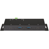 StarTech.com 4 Port USB C Hub 10Gbps - Metal Industrial USB-C Hub - 2x USB-C & 2x USB-A - ESD Surge Protection - USB-C or USB-A Host - Self-Powered Mountable USB 3.2 Gen 2 Type-C Hub - TAA