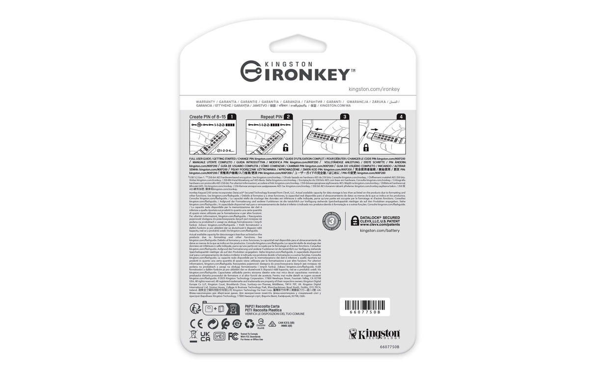 Kingston Technology IronKey 64GB USB-C Keypad 200C, FIPS 140-3 Lvl 3 AES-256