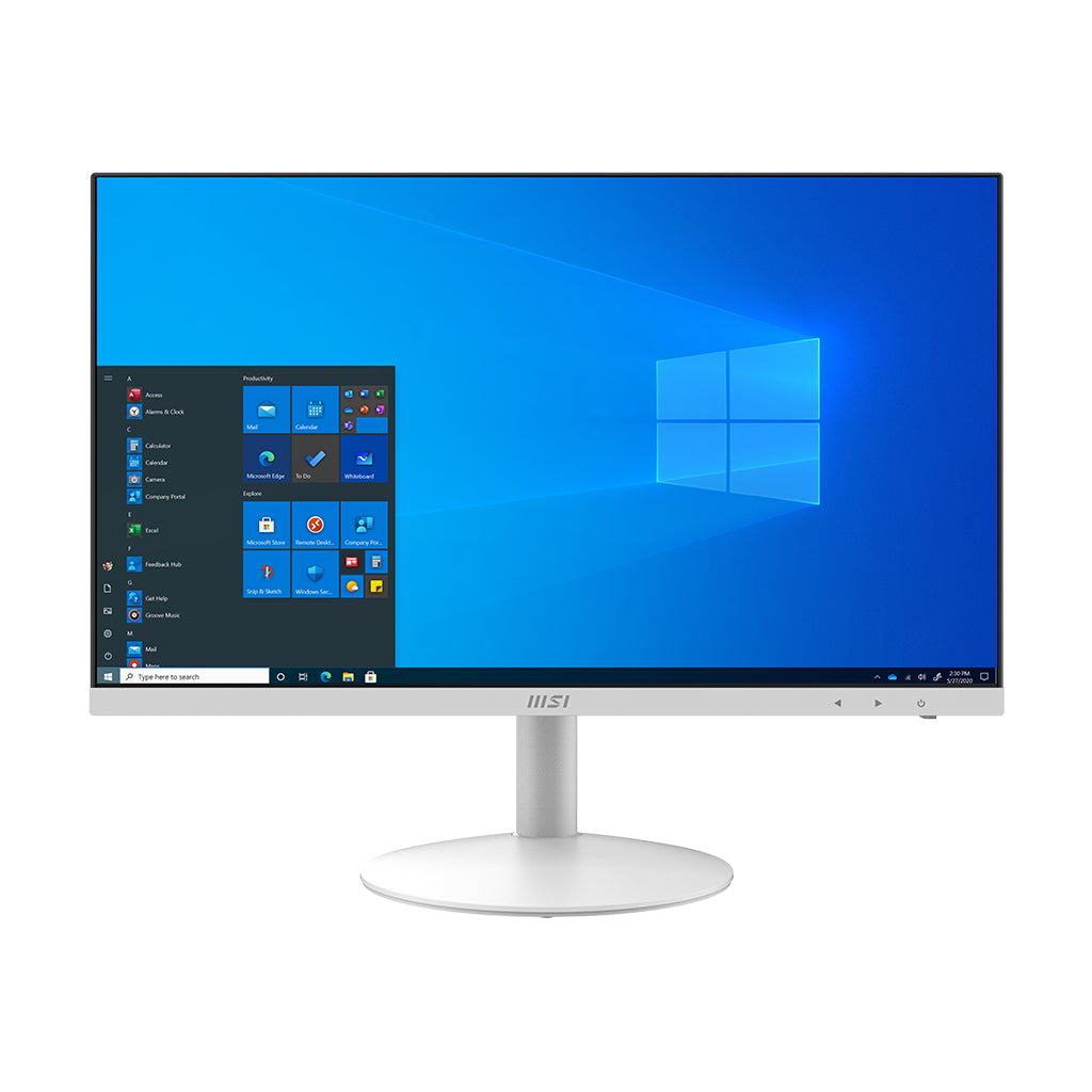 MSI Pro AP241 11M-010US Intel® Pentium® Gold G6405 61 cm (24") 1920 x 1080 pixels All-in-One PC 4 GB DDR4-SDRAM 120 GB SSD Windows 10 Pro Wi-Fi 6 (802.11ax) White
