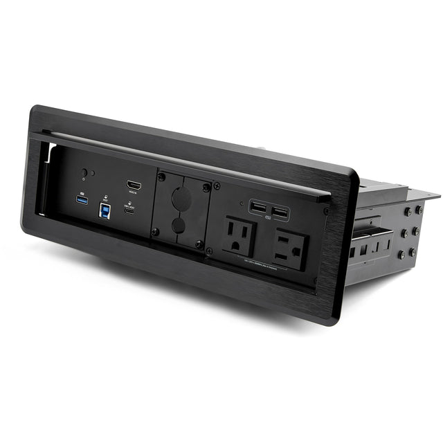 StarTech.com Conference Room Docking Station with Power and Charging; Table Connectivity Box, Universal USB-C Laptop Dock, 60W PD, 4K HDMI, USB Hub, Audio, 2x AC Outlets, 2x USB BC 1.2 Charge Ports - TAA