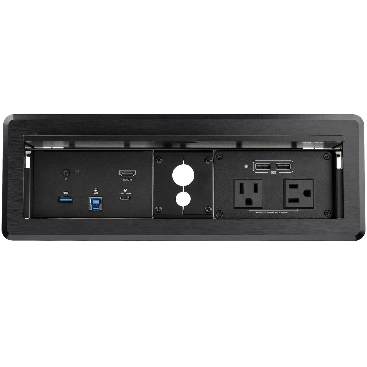 StarTech.com Conference Room Docking Station with Power and Charging; Table Connectivity Box, Universal USB-C Laptop Dock, 60W PD, 4K HDMI, USB Hub, Audio, 2x AC Outlets, 2x USB BC 1.2 Charge Ports - TAA
