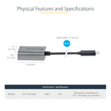 StarTech.com USB C to DisplayPort Adapter - 8K/4K 60Hz USB-C to DisplayPort 1.4 Adapter Dongle - USB Type-C to DP Monitor Video Converter - Works w/Thunderbolt 3 - w/12" Long Attached Cable