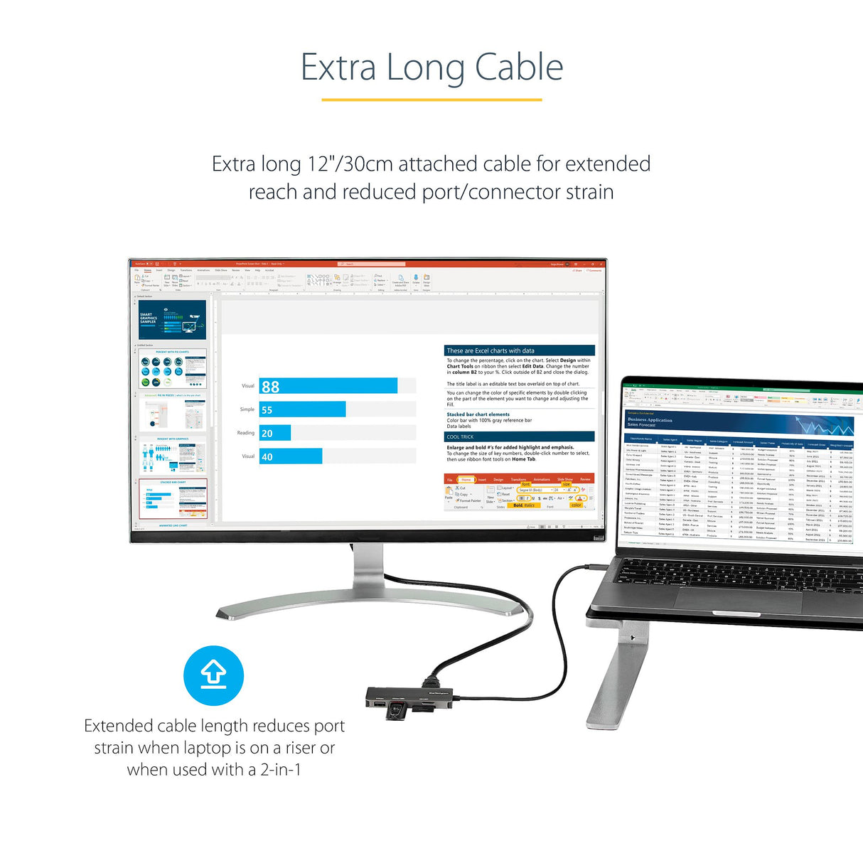 StarTech.com USB C Multiport Adapter - USB-C to 4K HDMI, 100W Power Delivery Pass-through, SD/MicroSD Slot, 3-Port USB 3.0 Hub - USB Type-C Mini Dock - 12" (30cm) Long Attached Cable