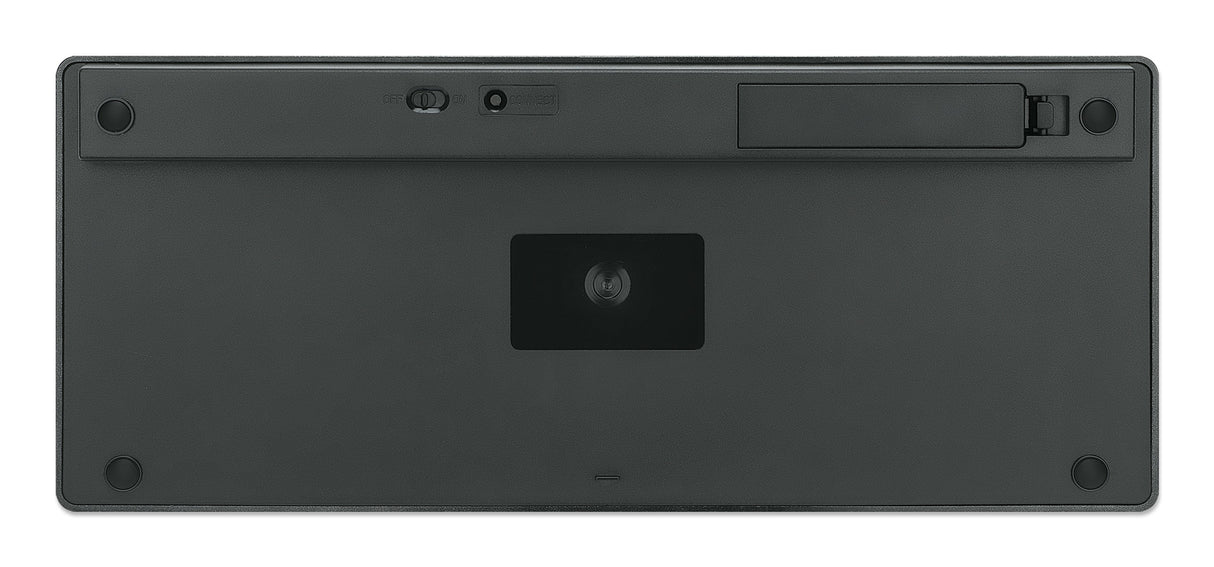 Manhattan Ultra Slim Dual-Mode Wireless Keyboard, German Quertz layout, Bluetooth (v3.0) and Wireless (2.4GHz), 78 low profile scissor keys, Auto Power Management, Range 10m, USB-A Micro Receiver, AAA Battery (included), Windows and Mac, Three Year...