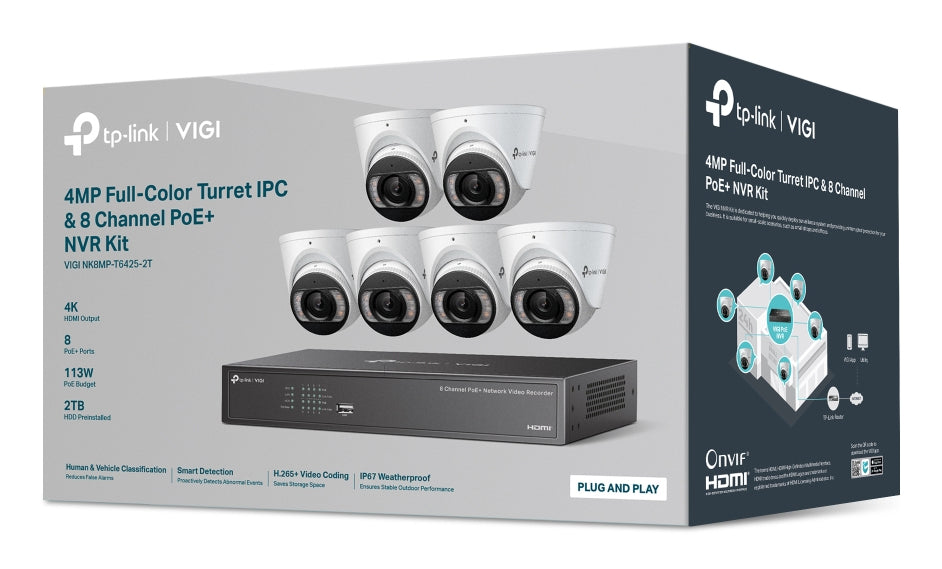 TP-Link VIGI 4MP TURRET IPC & 8-CH NVR KIT video surveillance kit Wired 8 channels