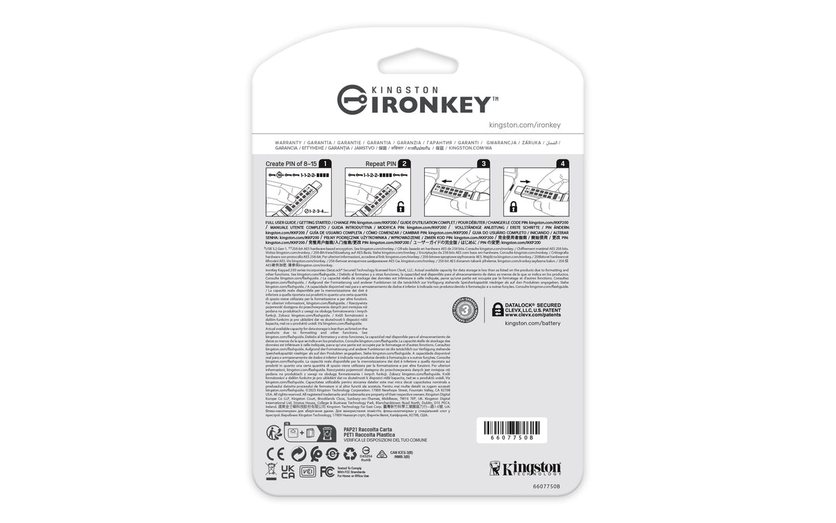Kingston Technology IronKey 512GB USB-C Keypad 200C, FIPS 140-3 Lvl 3 AES-256