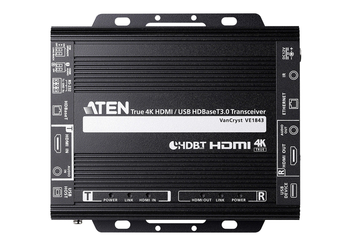 ATEN VE1843 AV extender AV transmitter & receiver Black
