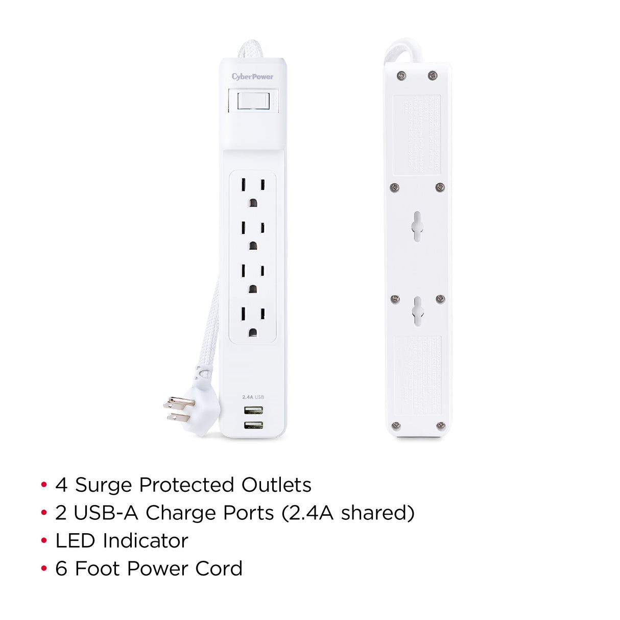 CyberPower P406U surge protector White 4 AC outlet(s) 125 V 1.8 m