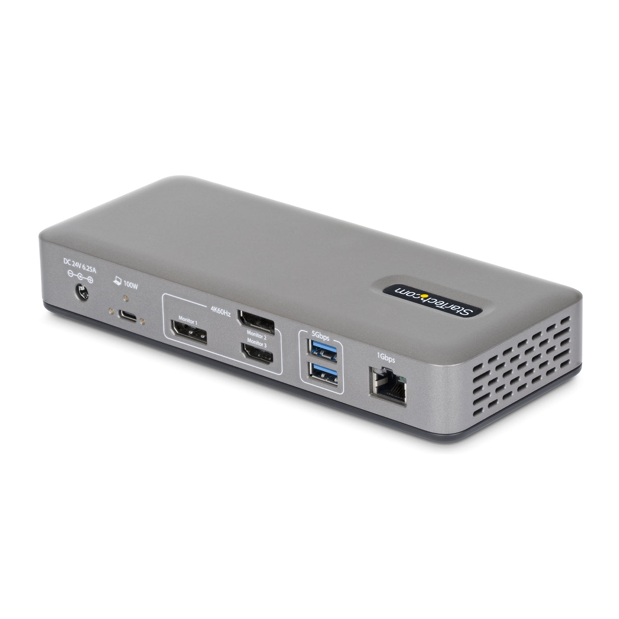 StarTech.com USB-C Docking Station Triple 4K Displays (2x 4K 60Hz, 1x 4K 30Hz), 100W Power Delivery, 6 USB Ports (10Gbps), Gigabit Ethernet, DisplayPort + HDMI, Driverless Windows Laptop Dock