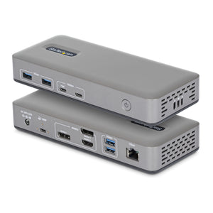 StarTech.com USB-C Docking Station Triple 4K Displays (2x 4K 60Hz, 1x 4K 30Hz), 100W Power Delivery, 6 USB Ports (10Gbps), Gigabit Ethernet, DisplayPort + HDMI, Driverless Windows Laptop Dock