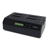 StarTech.com 4-Bay Hard Drive Duplicator and Eraser, Standalone 1:3 SATA HDD/SSD Cloner/Copier, USB 3.0 / eSATA to SATA Docking Station, Hard Drive Duplicator and Sanitizer Dock, Toolless / Top-Loading Design