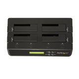 StarTech.com 4-Bay Hard Drive Duplicator and Eraser, Standalone 1:3 SATA HDD/SSD Cloner/Copier, USB 3.0 / eSATA to SATA Docking Station, Hard Drive Duplicator and Sanitizer Dock, Toolless / Top-Loading Design