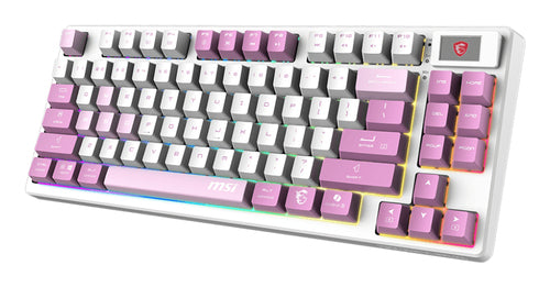 MSI FORGE GK600 TKL WIRELESS VIOLET keyboard Gaming USB + Bluetooth QWERTY Spanish Pink, Violet, White