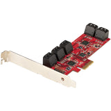 StarTech.com SATA PCIe Card - 10 Port PCIe SATA Expansion Card - 6Gbps - Low/Full Profile - Stacked SATA Connectors - ASM1062 Non-Raid - PCI Express to SATA Converter/Adapter - TAA